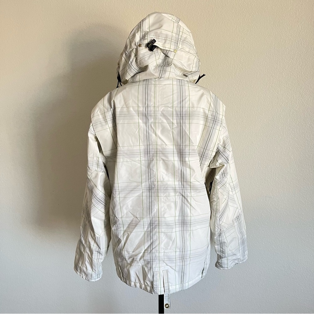 Vintage 90s Empyre White and Green Patterned Snowboarding Jacket Sz L 10,000 MM - Picture 5 of 12
